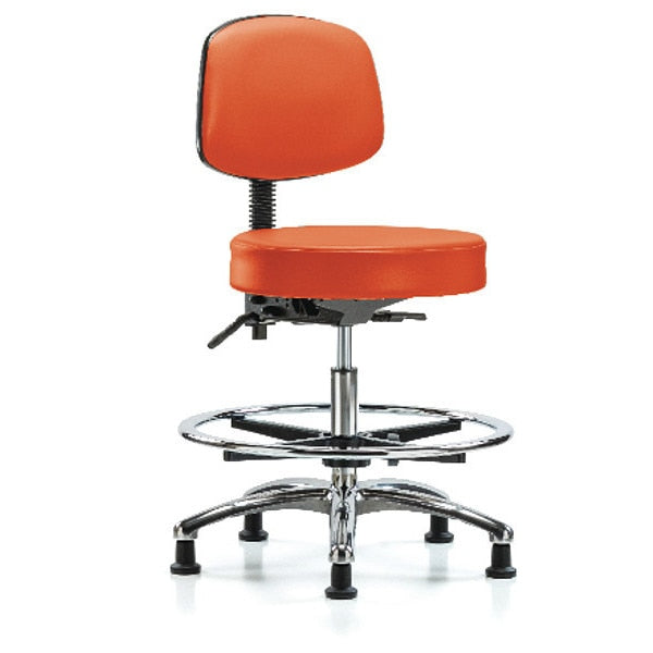 Ben Stool, Med, Vinyl, Bk, CF, Gld, Orange