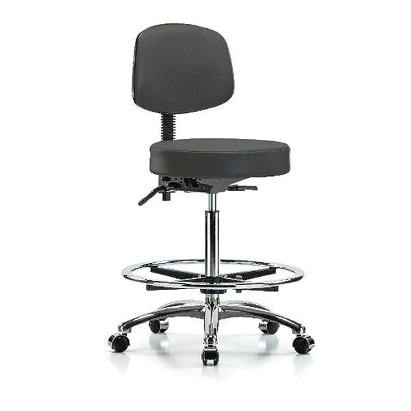 Bench Stool, Hi, Vin, Bk, Chrome, CF, Cast, Gry