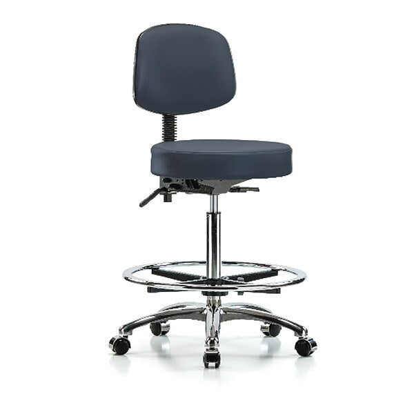 Bench Stool, Hi, Vin, Bk, Chrome, CF, Cast, Nav