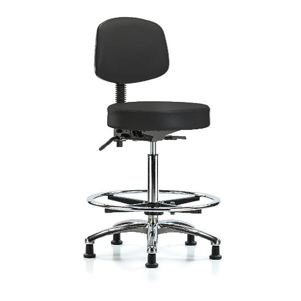 Ben Stool, Hi, Vin, Bk, Chrome, CF, Glides, BLK