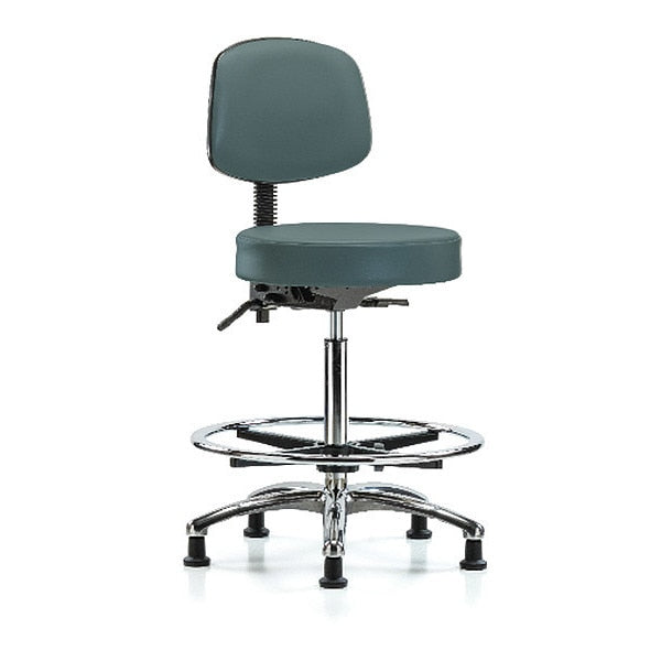 Ben Stool, Hi, Vin, Bk, Chrome, CF, Glides, Blu