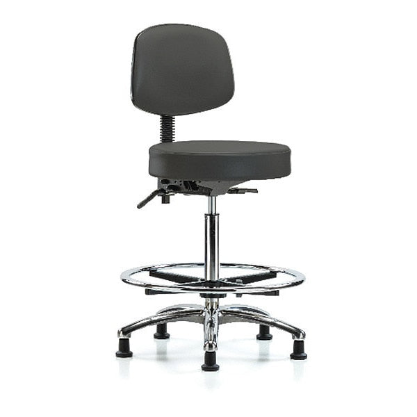 Ben Stool, Hi, Vin, Bk, Chrome, CF, Glides, Gry