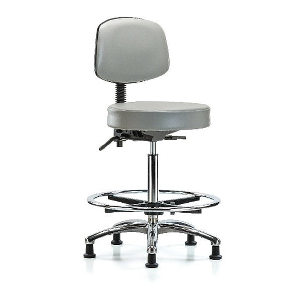 Ben Stool, Hi, Vin, Bk, Chrome, CF, Glides, Dov