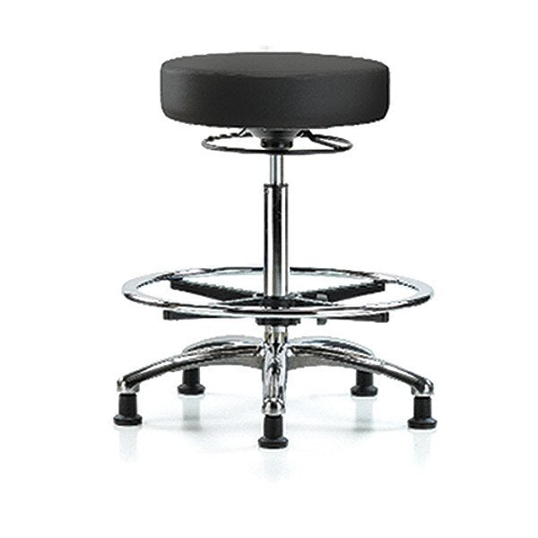 Bench Stool, Hi, Chrm, Vinyl, CF, Glid, BLK