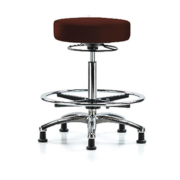 Bench Stool, Hi, Chrm, Vinyl, CF, Glid, Burg
