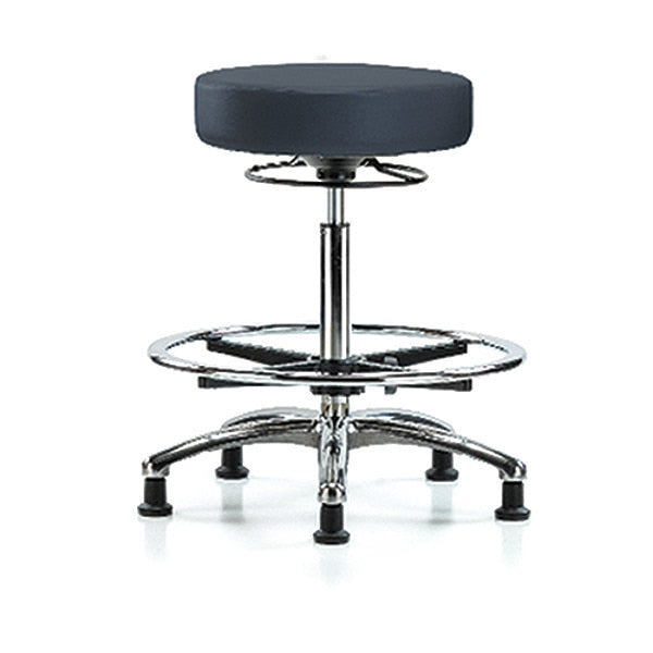 Bench Stool, Hi, Chrm, Vinyl, CF, Glid, Nav