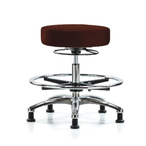 Bench Stool, Med, Vin, Chrm, CF, Glides, Burg
