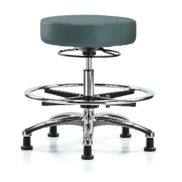 Bench Stool, Med, Vin, Chrm, CF, Glides, Blu