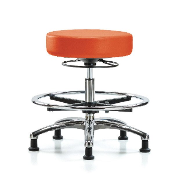 Bench Stool, Med, Vin, Chrm, CF, Glid, Orange
