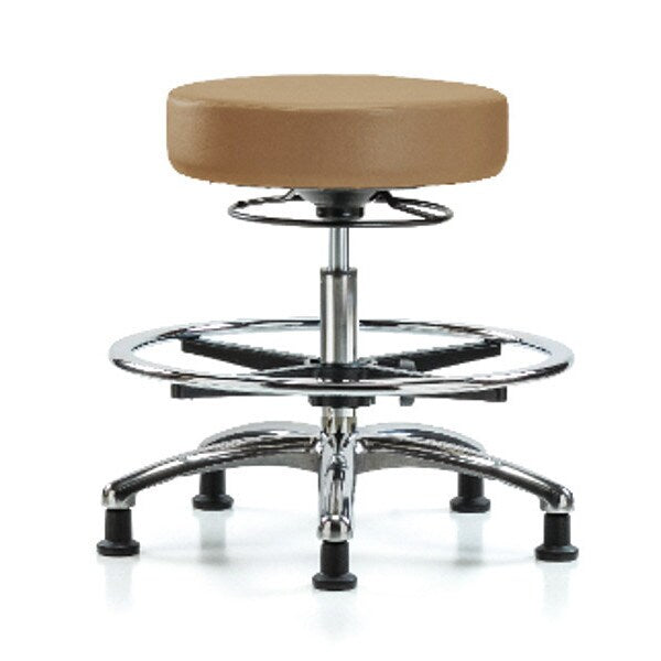 Bench Stool, Med, Vin, Chrm, CF, Glid, Taupe