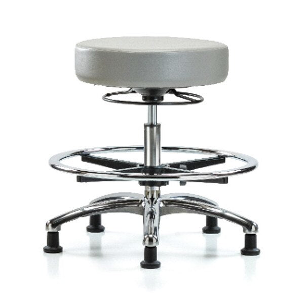 Bench Stool, Med, Vin, Chrm, CF, Glides, Dov