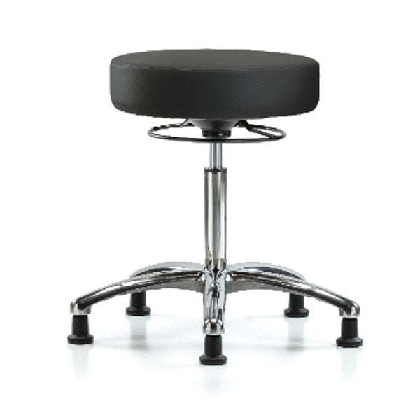 Bench Stool, Med, Chrom, Vinyl, Glides, BLK