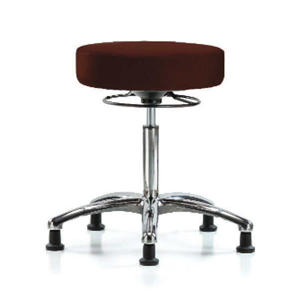 Bench Stool, Med, Chrom, Vinyl, Glides, Burg