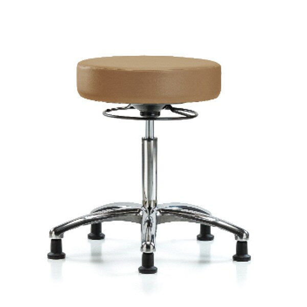 Bench Stool, Med, Chrom, Vinyl, Glides, Taupe