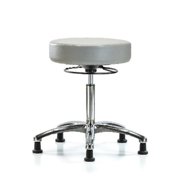 Bench Stool, Med, Chrom, Vinyl, Glides, Dov