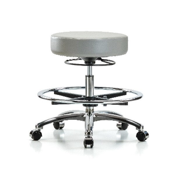 Bench Stool, Med, Vinyl, Chrm, CF, Cstrs, Dov