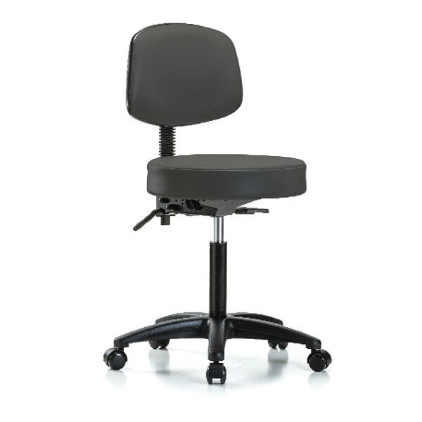Bench Stool, Med, Vin, Bk, Tilt, Cast, Gry