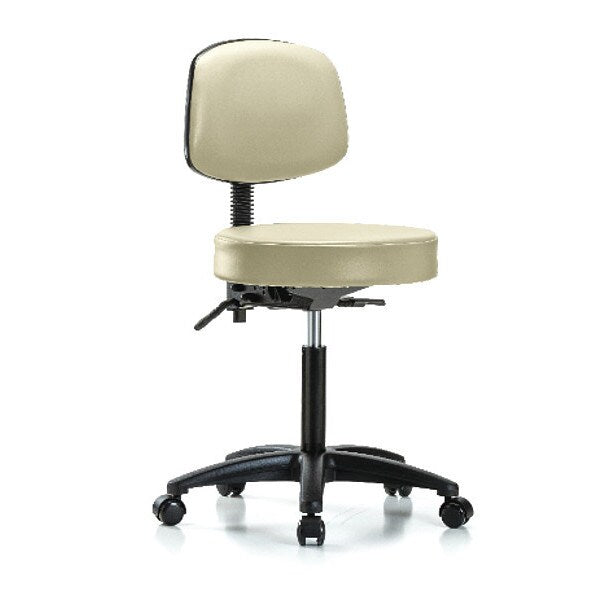 Bench Stool, Med, Vin, Bk, Tilt, Cast, Wht