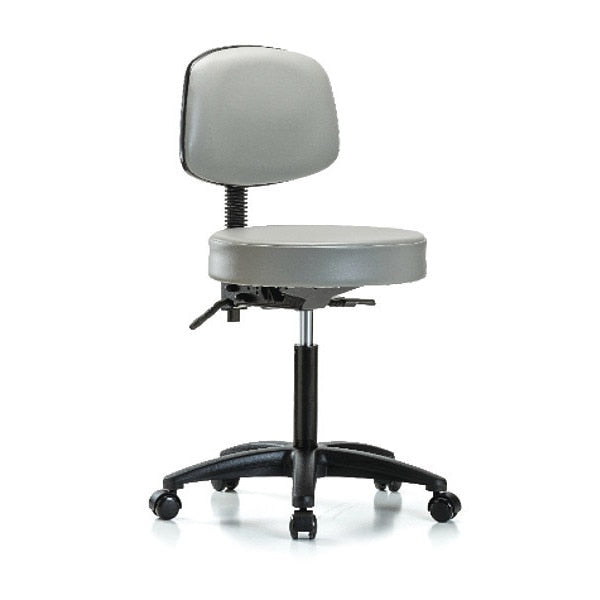 Bench Stool, Med, Vinyl, Bk, Casters, Dov
