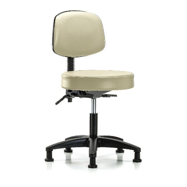 Desk Stool, Vinyl, Bk, Tilt, Glides, Wht