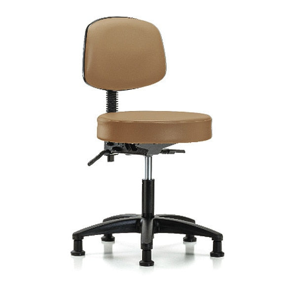 Desk Stool, Vinyl, Bk, Glides, Taupe