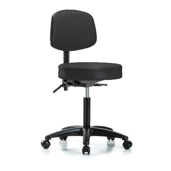 Bench Stool, Med, Vin, Bk, Tilt, Cast, BLK