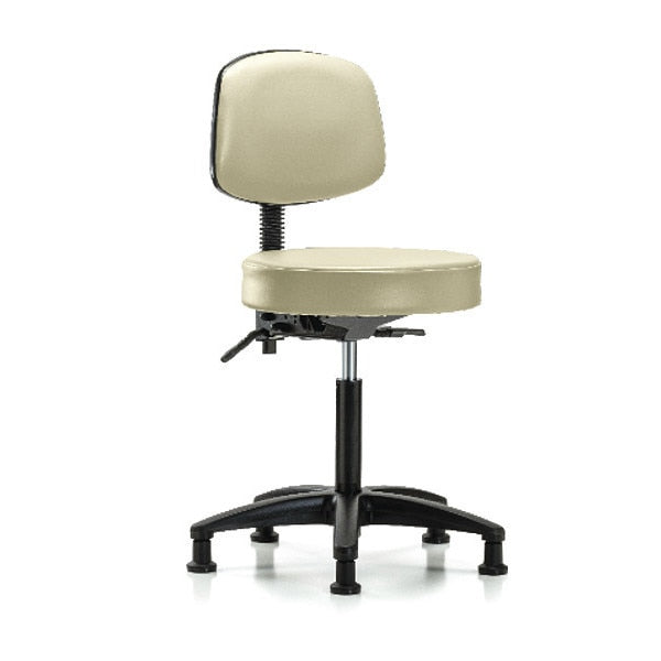 Bench Stool, Med, Vinyl, Bk, Glides, Wht
