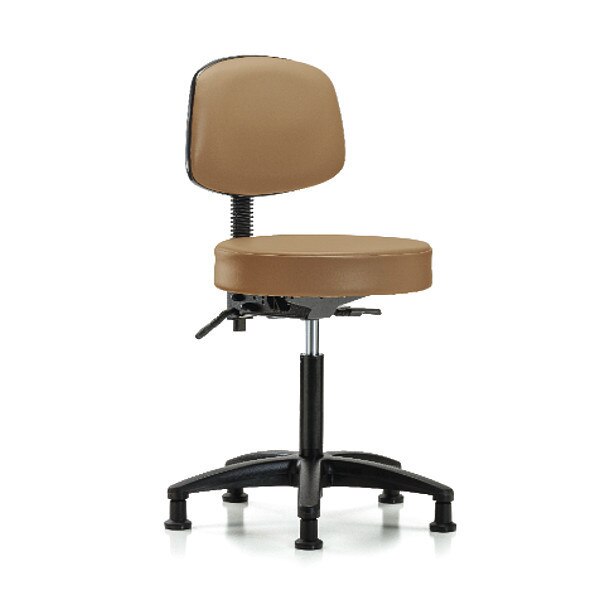 Bench Stool, Med, Vinyl, Bk, Glides, Taupe