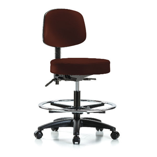 Bench Stool, Med, Vinyl, Bk, CF, Cast, Burg