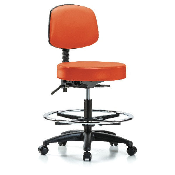 Bench Stool, Med, Vin, Bk, CF, Cast, Orange