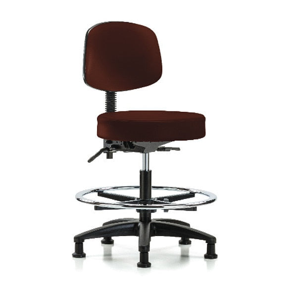 Bench Stool, Med, Vinyl, Bk, CF, Glides, Burg