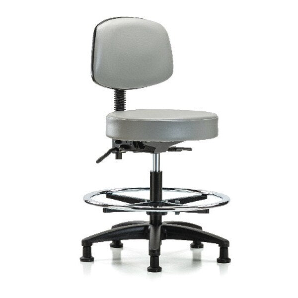 Bench Stool, Med, Vinyl, Bk, CF, Glides, Dov