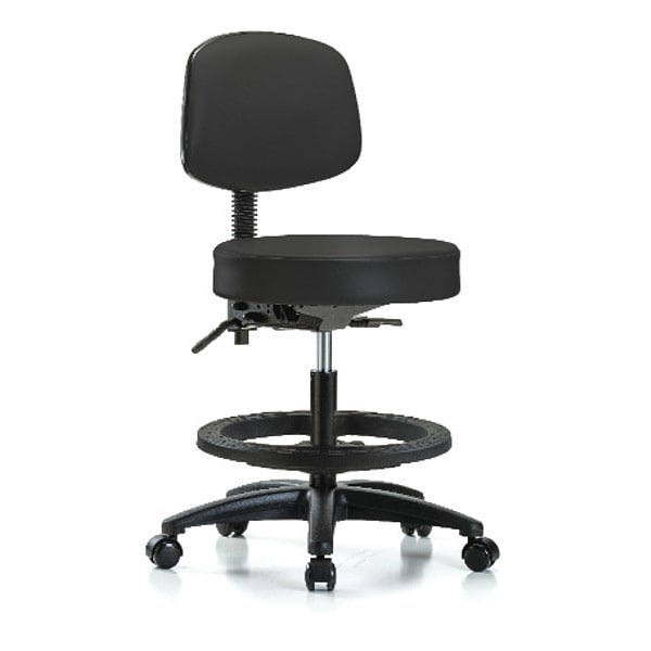 Bench Stool, Med, Vin, Bk, Tilt, BF, Cast, BLK