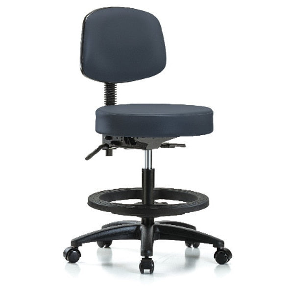 Bench Stool, Med, Vin, Bk, BF, Casters, Nav