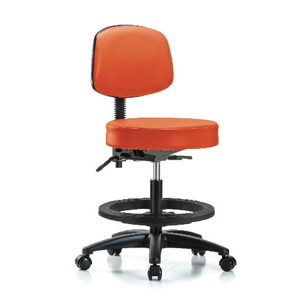 Bench Stool, Med, Vin, Bk, BF, Cast, Orange, Frame Material: Nylon Reinforced Fiberglass