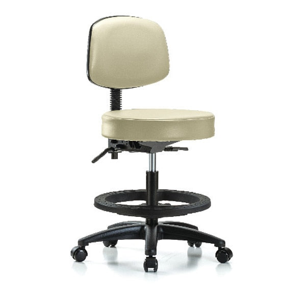 Bench Stool, Med, Vin, Bk, Tilt, BF, Cast, Wht