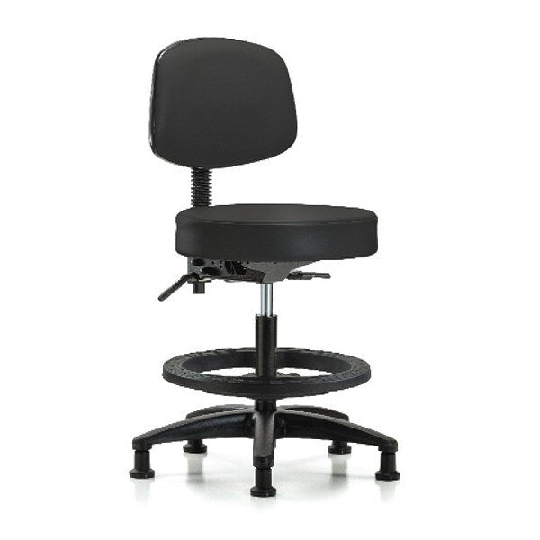 Bench Stool, Med, Vin, Bk, BF, Glides, BLK