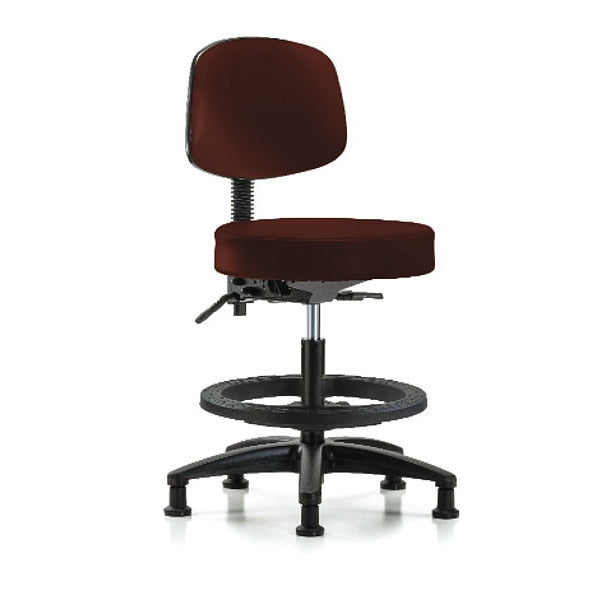 Bench Stool, Med, Vin, Bk, BF, Glides, Burg