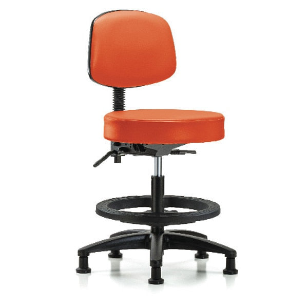 Bench Stool, Med, Vin, Bk, BF, Glides, Orange