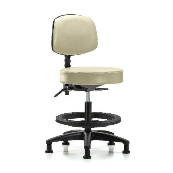 Bench Stool, Med, Vin, Bk, BF, Glides, Wht