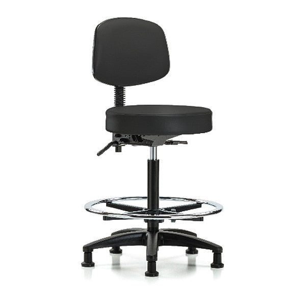 Bench Stool, Hi, Vinyl, Bk, CF, Glides, BLK