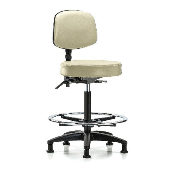 Bench Stool, Hi, Vinyl, Bk, CF, Glides, Wht