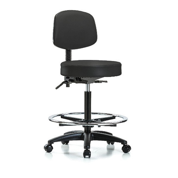 Bench Stool, Hi, Vin, Bk, CF, Casters, BLK