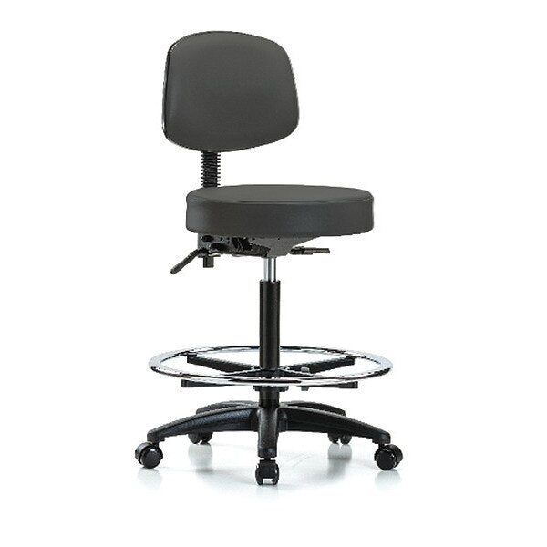 Bench Stool, Hi, Vin, Bk, CF, Casters, Gry