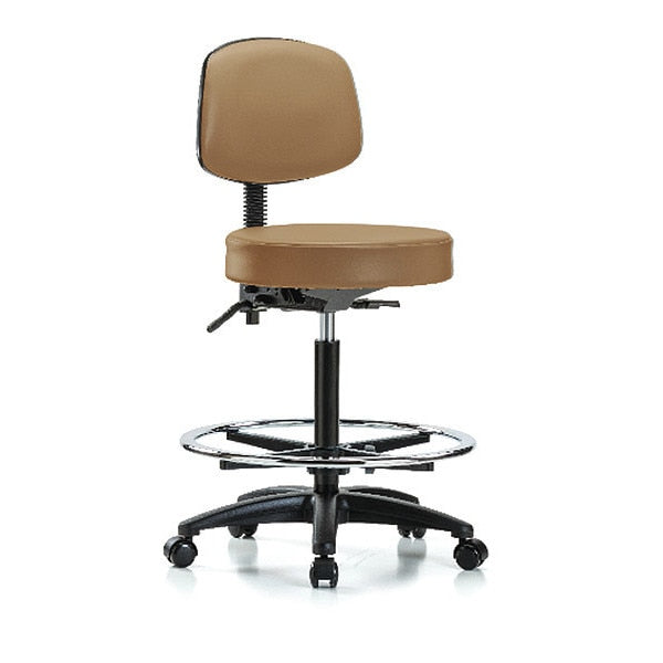 Bench Stool, Hi, Vinyl, Bk, CF, Cast, Taupe