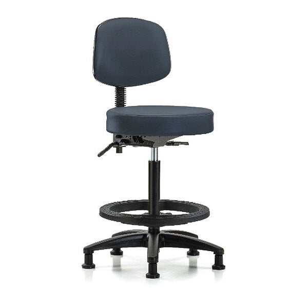 Bench Stool, Hi, Vinl, Bk, Tilt, BF, Gld, Nav