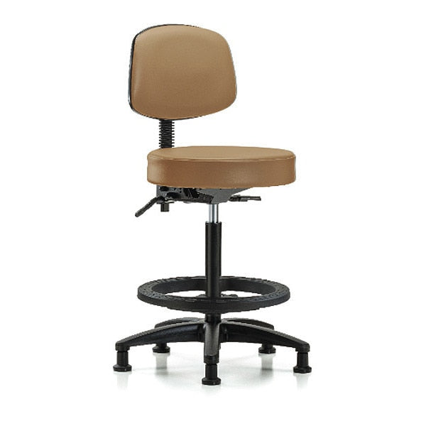 Bench Stool, Hi, Vinyl, Bk, BF, Glides, Taupe