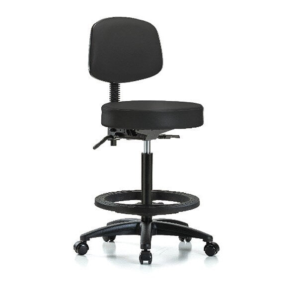 Bench Stool, Hi, Vinyl, Bk, Tilt, BF, Cast, BLK