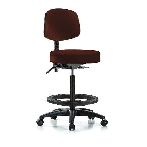 Bench Stool, Hi, Vinl, Bk, Tilt, BF, Cast, Burg