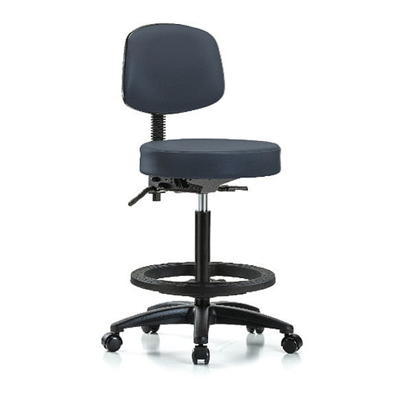 Bench Stool, Hi, Vinl, Bk, Tilt, BF, Cast, Nav